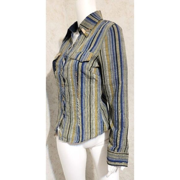 NWT - Lucy Paris Button Down Random Thread 100% Cotton Shirt - Size S
